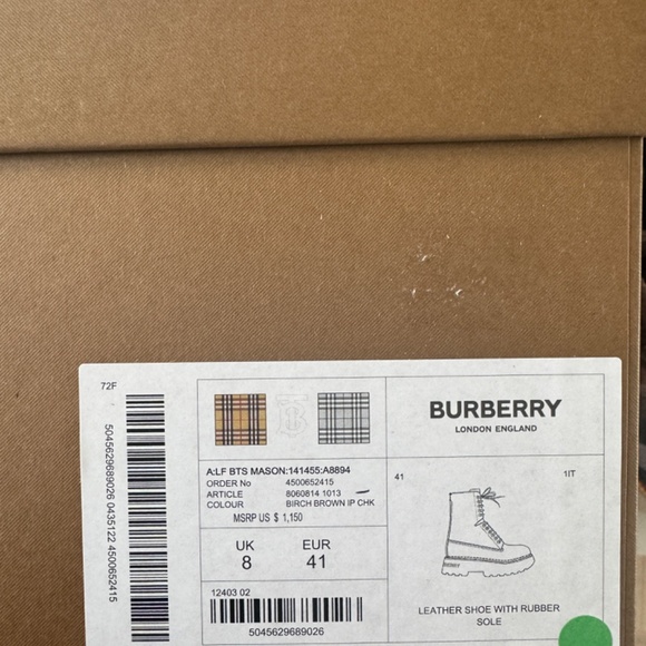 BURBERRY Mason Check Platform Canvas Ankle Boots, 11US/41EU, NWB - Picture 4 of 11